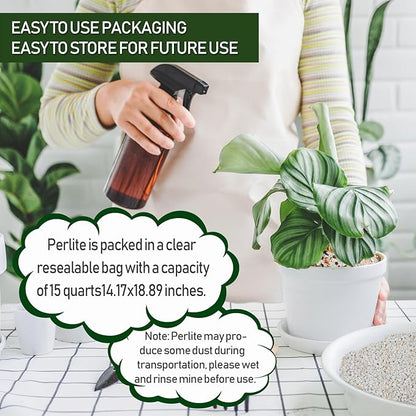 15QT Horticultural Perlite Bulk, Organic Perlite for Plants, Course Perlite for Gardening, for Plants Indoor, for Houseplants, to Promotes Soil Root Growth, and Water Drainage and Plant Growth(3-6mm)