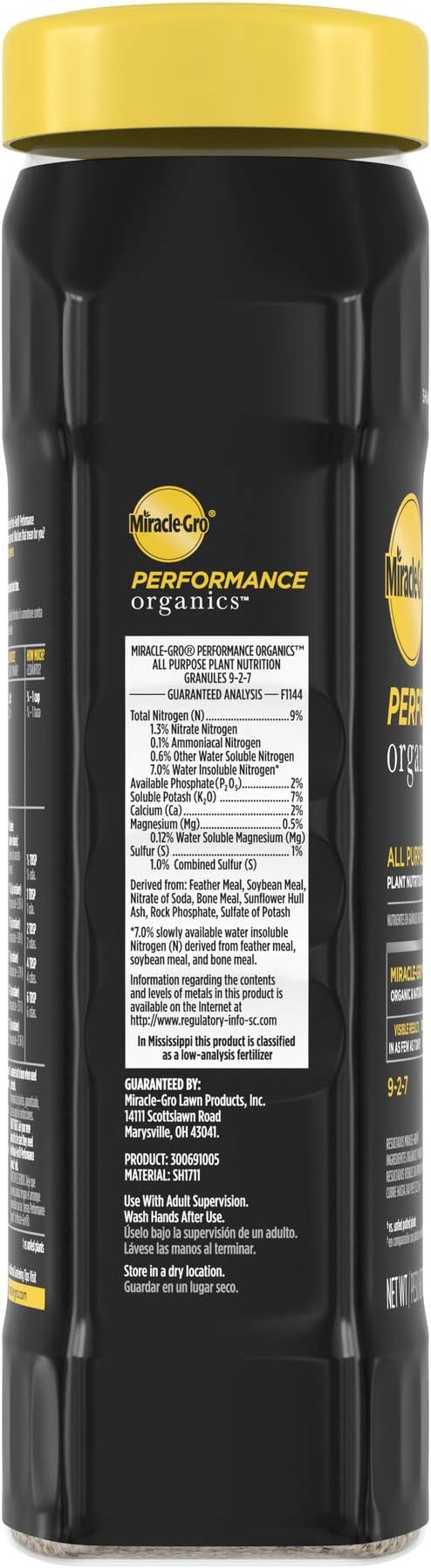 Miracle-Gro Performance Organics All Purpose Plant Nutrition Granules - 1 lb. Shaker Bottle, Organic, All-Purpose Plant Food for Vegetables, Flowers and Herbs, Feeds up to 90 sq. ft.