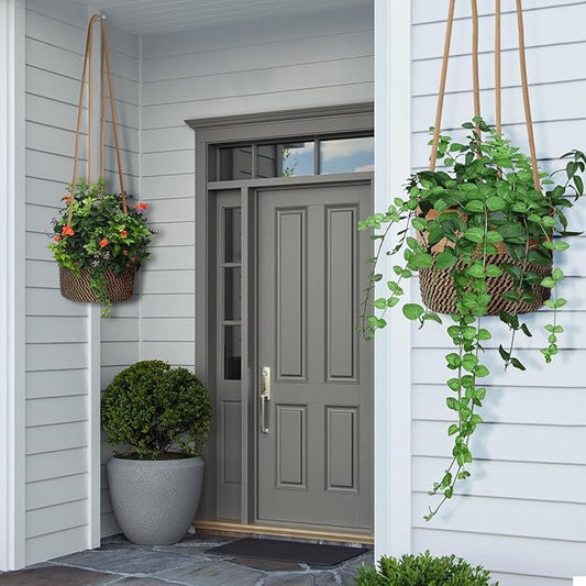 Hanging Planter Basket 2 Pack Jute Hanging Plant Holder Handmade Boho Plant Hangers Rope Woven Hanging Plant Holder Modern Storage Organizer Plant Hangers for Indoor Home Decor