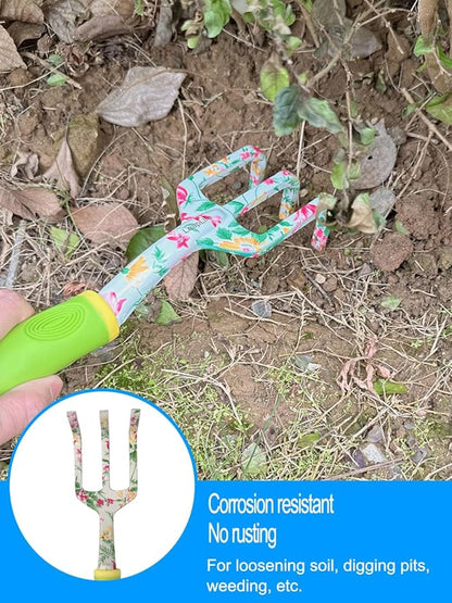 Pruning Shears, Large Soil Shovel, Dirt Rake, Gardening Daily Loosening and Pruning, Non-Slip and Durable, Gift for Men and Women(Gardening Tools Aluminum Set)(Lime Green Flower 3 PCS Tool)