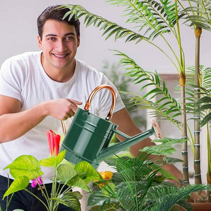 1 Gallon Metal Watering Can with Removable Spout, Nice Galvanized Steel Water Can with Embossed Design for Indoor and Outdoor Plants