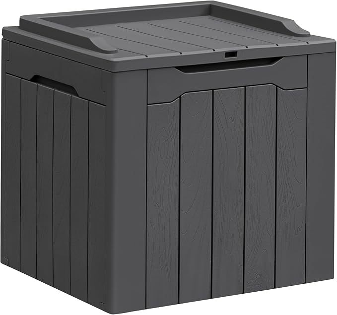 Greesum 31 Gallon Resin Deck Box All Weather Outdoor Storage Boxes for Patio Furniture Set,Outdoor Toys,Garden Tools,Gray