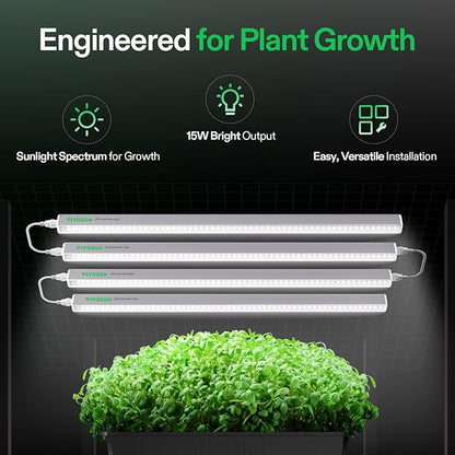 VIVOSUN 2ft Grow Lights for Indoor Plants Full Spectrum, LED Plant Lights 120W(8 X 15W), T5 Grow Light Strip for Seed Starting, Greenhouse, Hydroponics, SGS Compatible, Linkable, 5000K, 8-Pack