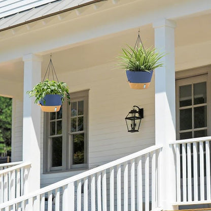 ZMTECH 12 Inch Hanging Planters for Indoor Plants, 2 Pack Self Watering Hanging Planter with Visual Reservoir, Hanging Pots for Plants Outdoor with Drainage Hole and Plant Hanger(12Inch, Blue)