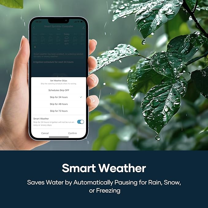 tolviviov Smart Sprinkler Controller, 8-Zone Indoor WiFi Irrigation Controller, App Enabled, Simple Automated Watering Scheduling, Local Weather Intelligence, Rain, Freeze Skip
