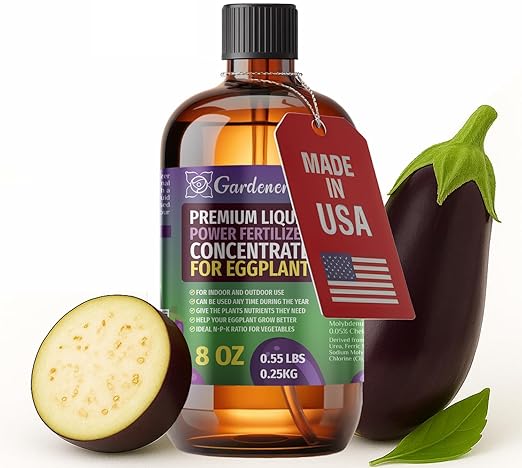 Liquid Power Eggplant Fertilizer - Professional Liquid Plant Food for Eggplant - Fast-Acting Concentrate for Growth, Strong Roots & High-Yield Harvest - 8 oz - Indoor & Outdoor Use