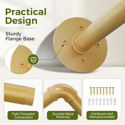 Bamworld Hanging Planters for Indoor Plants Plant Hanger Indoor Hanging Plant Rod 36.2in Window Plant Shelves Metal Rod Pot/Chains Not Included (Gold)