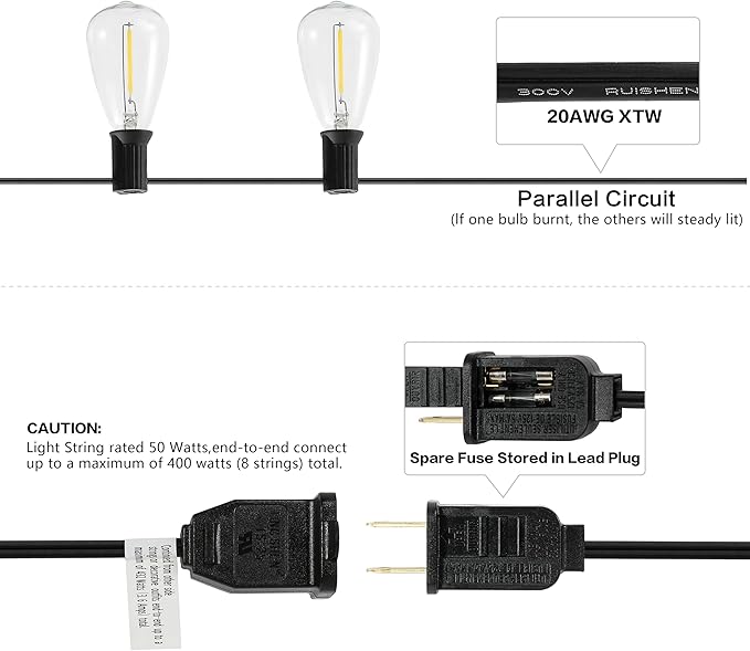 JONATHAN Y JYL8704C 10-Light Indoor/Outdoor 10 ft. Rustic Industrial LED C7 Bulb String Lights Farmhouse, Contemporary, Transitional, Modern, Patio, Porch, Backyard, Black