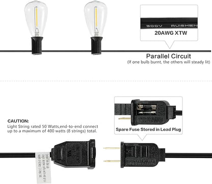 JONATHAN Y JYL8704C 10-Light Indoor/Outdoor 10 ft. Rustic Industrial LED C7 Bulb String Lights Farmhouse, Contemporary, Transitional, Modern, Patio, Porch, Backyard, Black