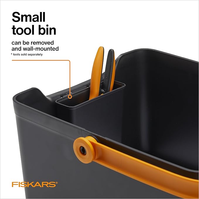 Fiskars Garden Tool Caddy with Removable Small Tool Storage for Indoor and Outdoor Gardening Use, Made with Recycled Plastic