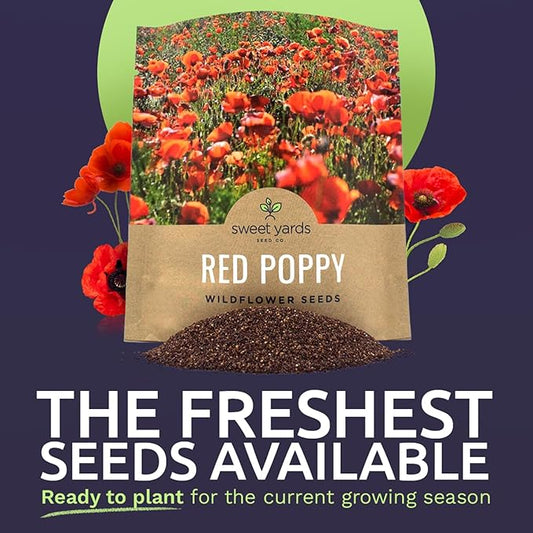 Red Poppy Seeds - Large 1 Ounce Packet - Over 200,000 Flower Seeds