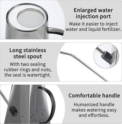 Goowin Indoor Plants Watering Can, Long Spout 47 oz with Bonus 16 oz Spray Bottle & 8.5 oz Squeeze Bottle, Grey