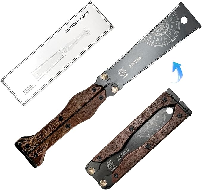 Folding Hand Saw | 6.5" Handle with 5.7" Blade | High-Carbon Steel (13/15 TPI) for Woodworking, Pruning, DIY, Japanese Saw, Lightweight Mini Saw, Portable Man's Gift