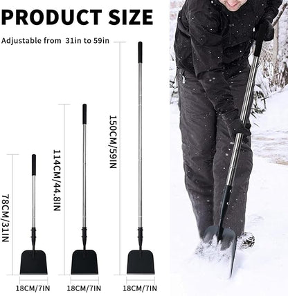 Flat Shovel with Adjustable Handle, 59 in Floor Scraper, Ice Scraper, Garden Cleaning Scraper, Ice Chopper, Snow Shovel, Multifunctional Weed Remover Tool for Walkway Driveway