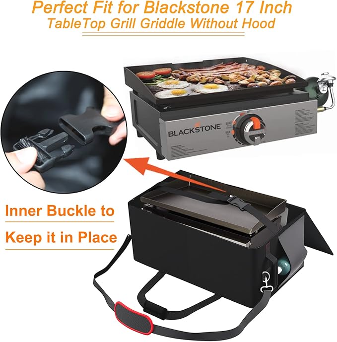 17" Griddle Carry Bag Fits Blackstone 1971 Heavy Duty Flat Top Grill,Fit for Blackstone 17 inch Tabletop Griddle Without Hood,Water Resistant 600D Polyester Heavy Duty