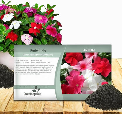 Outsidepride Mix Periwinkle Seeds for Planting – 4000 Pcs Annual, Fast-Blooming, Heat & Drought Tolerant Vinca Flower Seeds with Vibrant Colors Ideal for Gardens, Beds, Borders & Containers