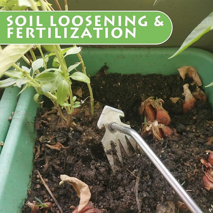 Weed Puller Tool, Stainless Steel Gardening Hand Weeder Tools, Weeding Artifact Uprooting Weeding Tool, Weed Removal Tool, 4-Tooth Dual Purpose Manual Weed Pulling Tool for Yard Garden