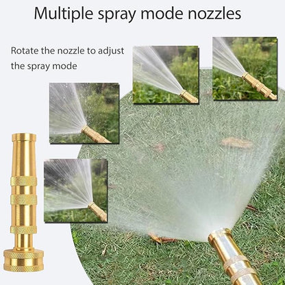 Heavy-duty brass hose nozzle 3-piece set,adjustable nozzle spray, with valve control, suitable for gardens, lawns, car cleaning and terraces | additional 4 anti-gaskets