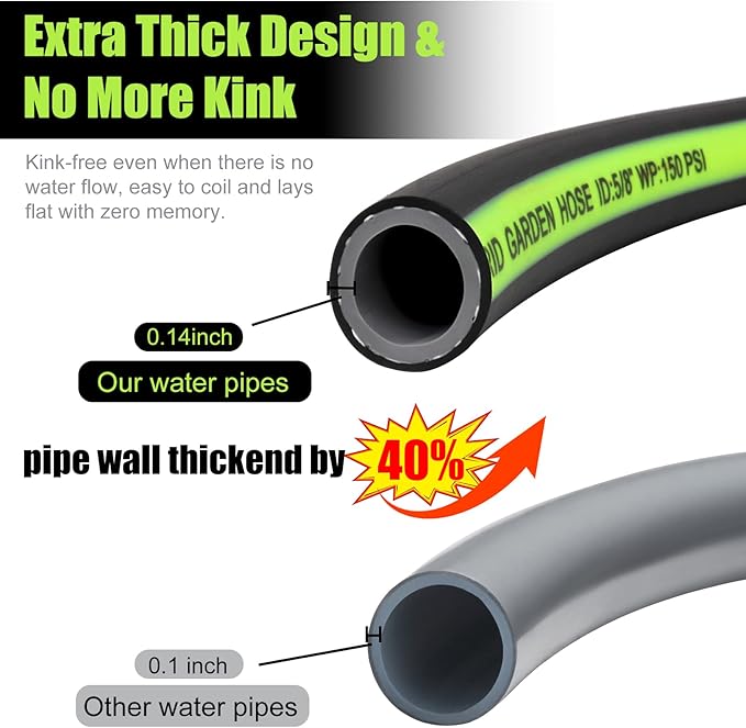 SYEENIFY Garden Leader Hose 5/8 in. x 6 ft Short Water Hose Male/Female Heavy Duty Hybrid Garden Hose No Kink and Flexible Rubber Hose for Dehumidifier,Vehicle Water Filter and Camp Water Tank