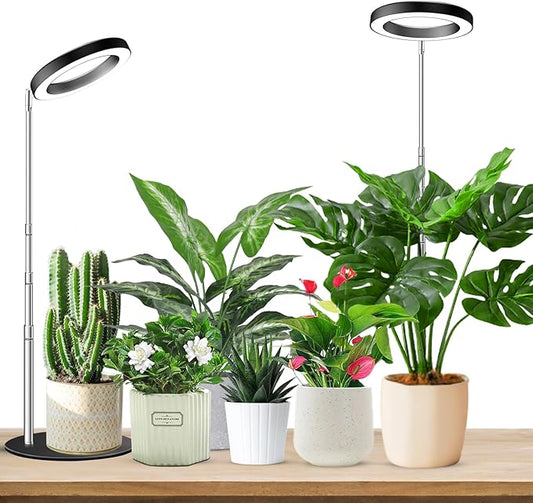 Grow Lights for Indoor Plants Full Spectrum, 80 LEDs Plant Light for Indoor Plants, Height Adjustable 6.3in Desktop Growing Lamp with Auto Timer 6/12/16Hrs, 3 Optional Spectrums,5 Brightness