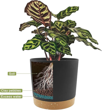 QCQHDU 10 inch Plant Pot, 2 Pack Planters for Indoor Plants with Drainage Holes & Saucer, Outdoor Flower Pots Home Garden Modern Decor