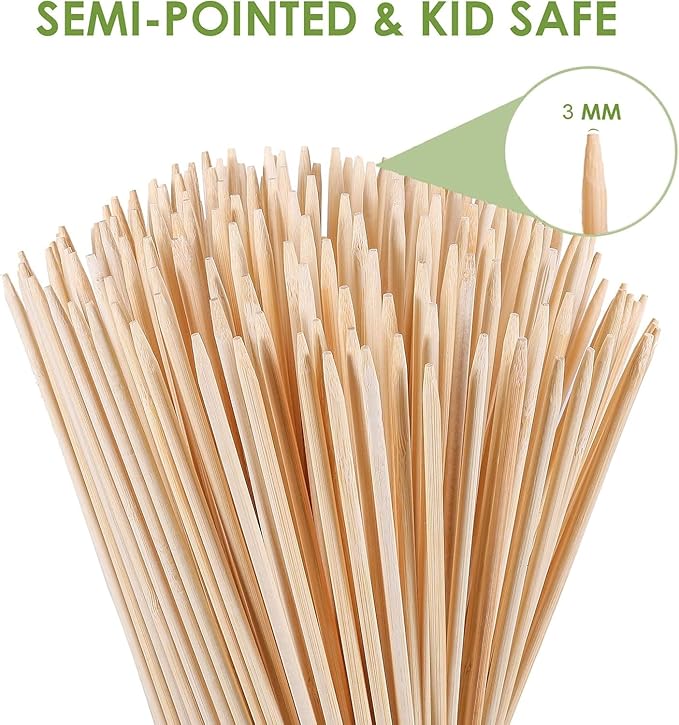 120 PCS Bamboo Marshmallow Roasting Sticks, SMores Skewers, Extra Long 25 Inch Heavy Duty 6mm Thick Wooden SMores Sticks for Open Fire Pits Roaster Barbecue Hot Dog Camping Kebab Sausage Plant Support