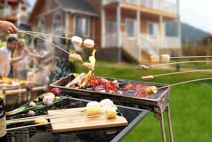 120 PCS Bamboo Marshmallow Roasting Sticks, SMores Skewers for Fire Pit, Extra Long 30 Inch Heavy Duty 5mm Thick Wooden SMores Sticks for Open Fire Pits Roaster Barbecue Hot Dog Camping Kebab Sausage