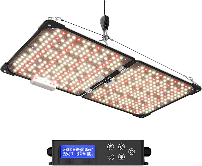 Grow Lights for Indoor Plants, Really Full Spectrum LED Grow Light-Built in UV395nm, with LM218B+ Diodes (544 Pcs),Hd Digital, 4 Modes(Seed Starting, Veg, Bloom, Bloom+), 24H Timing (120W)