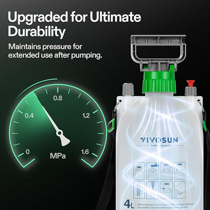 VIVOSUN 1 Gal/4L Pump Sprayer, Garden Water Sprayer for Plants, Weeds & Lawn Care, with 3 Nozzles, 50'' Long Hose & Pressure Relief Valve