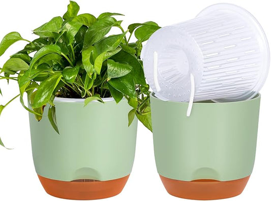 QCQHDU 2 Pack 7.2 Inch Orchid Pots with Holes for Repotting, Double-Layer and Self Watering Orchid Pot with Good Air Circulation