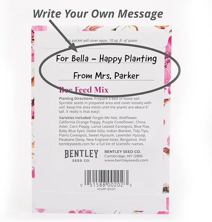 Bentley Seed Flower Mix - Pollinator Seed Mix with 5 Wildflower Seed Packets - Non-GMO Pollinator Seeds - Eco-Friendly Flower Seeds Packets for Party, Celebration, and Gifts - Pollinator Mix