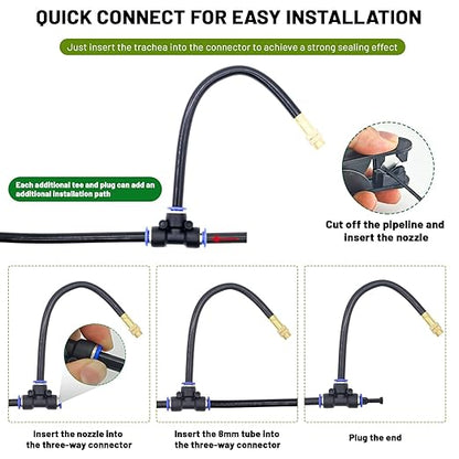 360° Adjustable Drip Irrigation System - 40FT Garden Watering System with 13 Nozzles, Garden Irrigation System, Greenhouse Accessories, Atomizing System for Yard, Lawn, Plants, 5/16 inch Hose