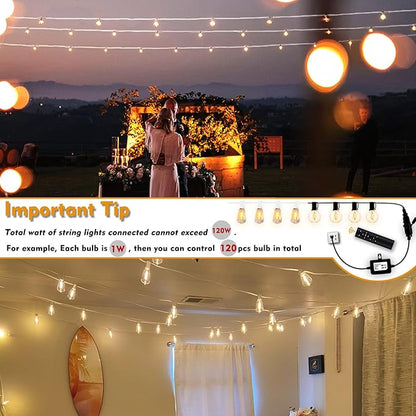 120W(Max) Remote Dimmer Timer Function Plug in for All Outdoor String Lights, Patio Lights, Led Lamp, Lamp in 100FT Remote Control Distance