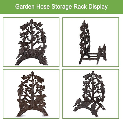 OwnMy Cast Iron Garden Hose Holder Wall Mount Water Hose Hanger for Outside, Heavy Duty Decorative Water Hose Reel Storage Organizer Rack for Outdoor Garden Lawn Yard, 8.7"L x 4.7"W x 12.3"H