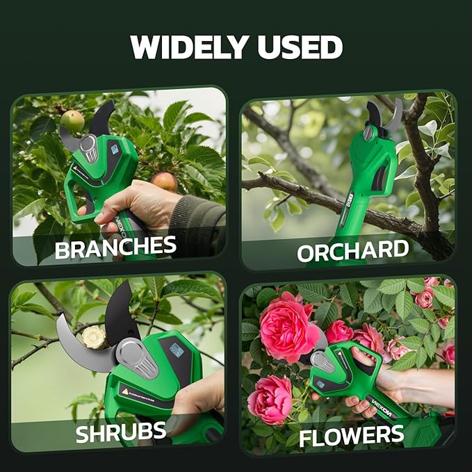 NEXON Cordless Electric Pruning Shears, 2-in-1 Tree Trimmer & Pole Pruner, 1.6" Cutting Capacity, 4000mAh Battery, Brushless Motor, Compatible for Makta 20V Battery, Garden Branch Cutter