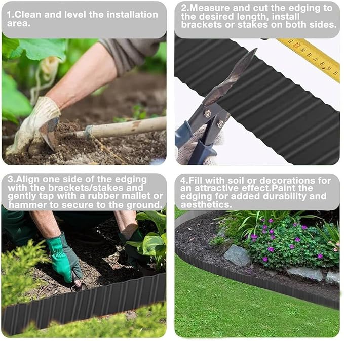 Corrugated Metal Garden Edging,6in(H) x 40ft(L) Sturdy Galvanized Landscape Edging for Lawn,Garden Fence,Flower Bed and Paver