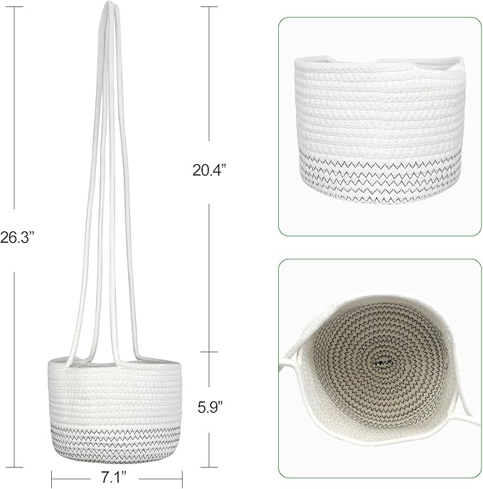 Hanging Planter Basket 2 Pack Jute Hanging Plant Holder Handmade Boho Plant Hangers Rope Woven Hanging Plant Holder Modern Storage Organizer Plant Hangers for Indoor Home Decor