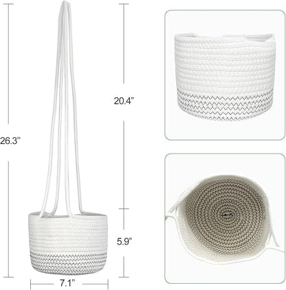 Hanging Planter Basket 2 Pack Jute Hanging Plant Holder Handmade Boho Plant Hangers Rope Woven Hanging Plant Holder Modern Storage Organizer Plant Hangers for Indoor Home Decor