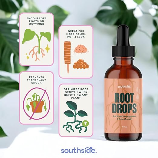 Root Drops - Liquid Rooting Hormone | Fast Propagation, Stronger Roots, Less Shock | Works in Water, Soil, Leca, Moss | for All Indoor Houseplants Like Pothos, Monstera, Philodendron (4 oz)