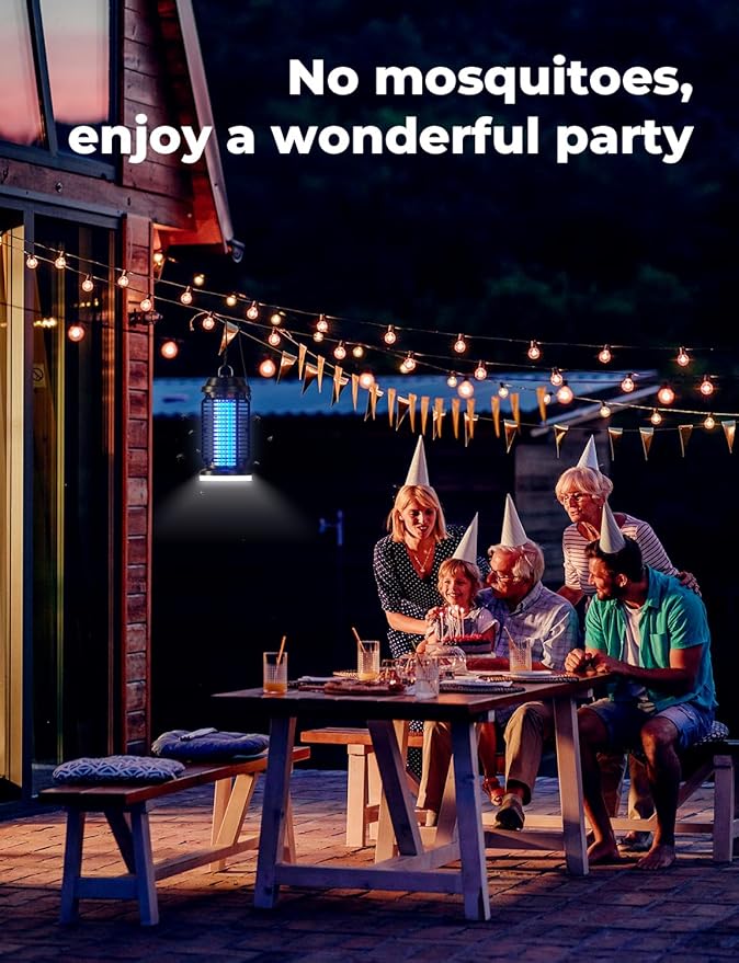 YISSVIC Bug Zapper Outdoor Indoor Waterproof Electric Mosquito Lamp Fly Zapper Killer Effective 4200V Plug in for Home Patio Office Courtyard