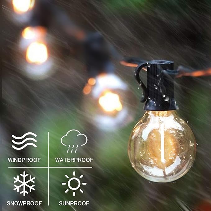 SUNTHIN Outdoor String Lights 194FT, G40 Led Patio Lights with Shatterproof Bulbs, Waterproof Dimmable Hanging Connectable Globe Outdoor Lights for Cafe, Backyard, Balcony, Party (97ft * 2 Pack)
