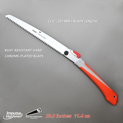 TONMA Professional Folding Saw [Made in Korea] 12" (300mm) Large Teeth Portable Pruning Hand Saw for Wood Cutting, Outdoor Camping, Gardening, Japanese Craft Plating Impulse Hardened Stainless Blade