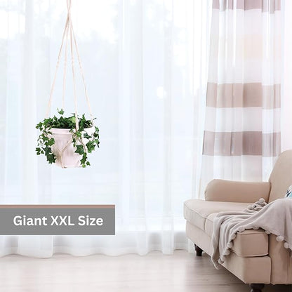 Giant XXL 55 Inches Macrame Planter Hanger Large for 15 inch Pot + Swag Hook | Extra Large Hanging Planter for Indoor Plants | No Pot/Plant Included (XXL)