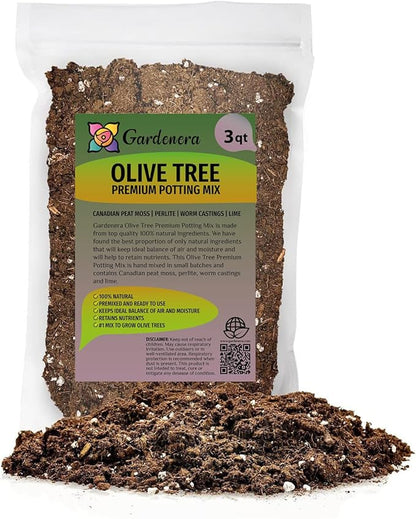 Premium Potting Mix for Olive Trees by Gardenera - Enhanced Growth and Nutrient Retention - 3 Quart