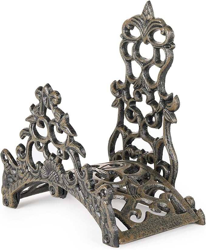 Sungmor Heavy Duty Cast Iron Garden Hose Holder - Wall Mounted Water Hose Hanger - Antique Emblem Decorative Hose Reel - Water Hose Rack Butler Storage - Two Installation Methods Wall Decor Holder