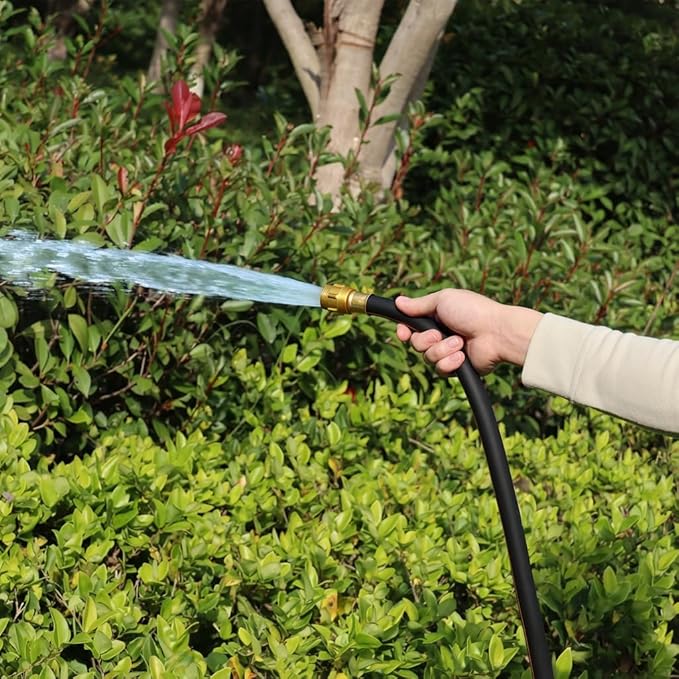 5/8 in. × 25ft. Flexible Hybrid Rubber Garden Hose, High Flow 5/8" I.D. No Memory Durable Lightweight Water Hose for Watering, Irrigation, Water Transfer Pump