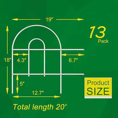 Decorative Garden Folding Border Fence 18in X20ft Rustproof Metal Wire Edging Flower Bed Fences Panel Outdoor White Garden Fencing Edge Patio Landscape