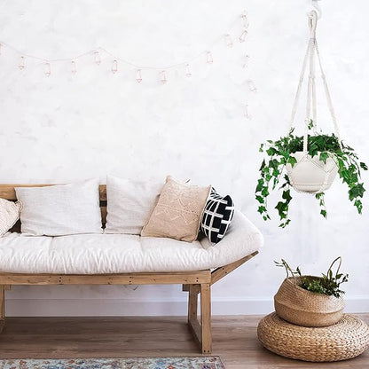 2 Pack 43 Inches Macrame Planter Hanger Large for 12 inch Pot + Swag Hook (Extra Long & Big) | Large Hanging Planter for Indoor Plants | No Tassel, Cotton Rope, No Pot/Plant Included (XL)