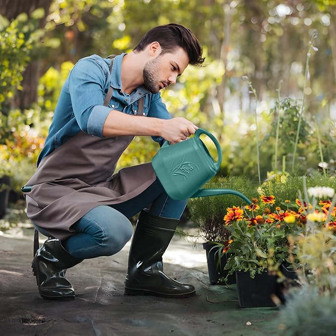 Plastic Watering Can - for Home Plant Garden - 1/2 Gallon - Green