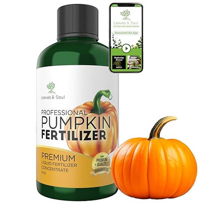 LEAVES AND SOUL Professional Liquid Pumpkin Fertilizer | 5-1-5 Concentrate, Liquid Plant Fertilizer for Garden, Healthy Produce, Good Harvest, Multi-Purpose Blend & Gardening Supplies | 8 oz